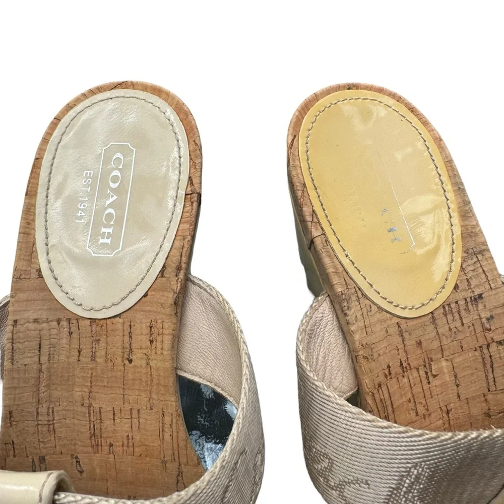 Coach Bernadette Cream/Beige Wedge Sandal Size 7